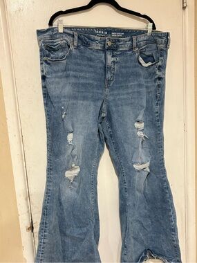 torrid Light Wash Distressed Flare Jeans